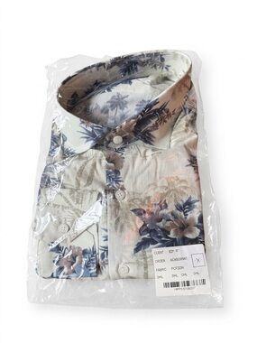 NWT Proper Cloth Custom Shirt - Albiate Faded Beige Aloha - Tall/Athletic Fit